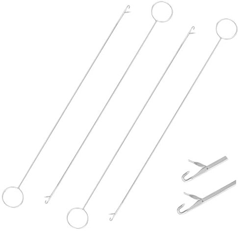 4 stück Lang Wendenadel,Metall Schlaufenwender-Nadelhaken Mit Riegel,Zungen-Häkelwerkzeug,Gehäkelter Einfädler Nadel Nadelhaken für Stoffschlauchbänder,DIY-Strickzubehör,Nähzubehör,26,5 cm/10,4 Zoll