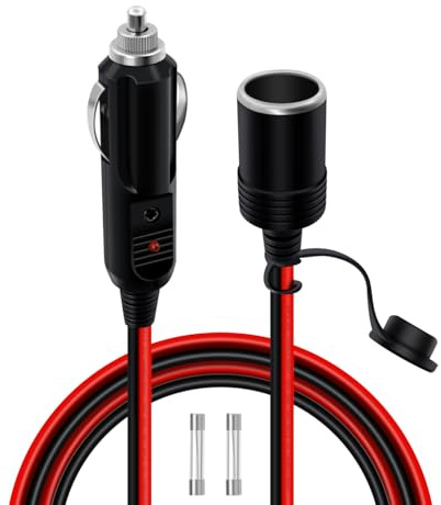 HuaLiSiJi Zigarettenanzünder Verlängerung Kabel für 12V Zigarettenanzünder Verlängerung KFZ Zigarettenanzünder Verlängerungskabel 14AWG mit Sicherung 15A/20A für PKW, LKW, Wohnmobile (2m)