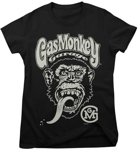 Gas Monkey Garage Offizielles Lizenzprodukt Logo Frauen T-Shirt (Schwarz), XX-Large