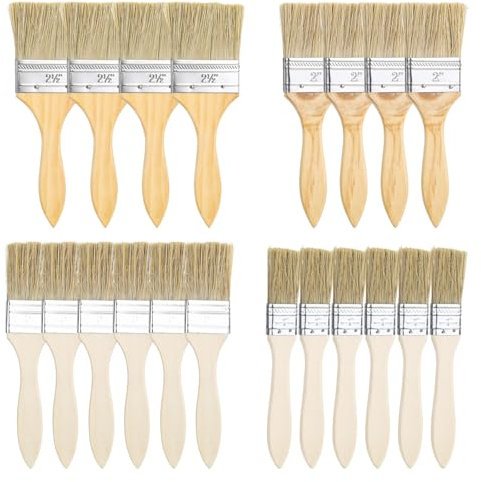 XTDMJ 20 Stück Flachpinsel Set, 25/35/45/60mm Breite Malerpinsel Set mit Holzgriff, Pinselset Holzgriffpinsel Glanzpinsel Flachpinsel Lasurpinsel für DIY, Malerbedarf zum Streichen