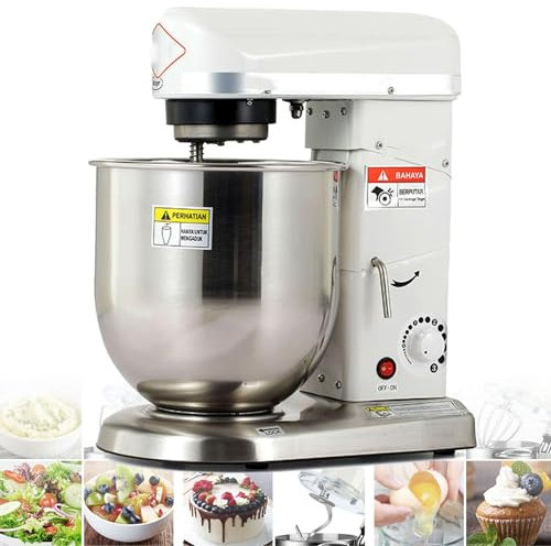 Ciotola for impastare da 10 litri a 3 velocità, sbattitore elettrico da 500 W, con ciotola, frullino e gancio for impastare, impastatrice for torte e impastatrice da cucina commerciale, Acciaio inossi