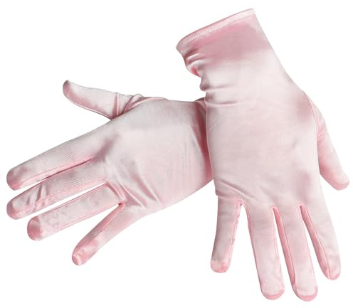 JUNART Satinhandschuhe für Damen, Kurze Abendhandschuhe, Weiche und Bequeme Handschuhe für Hochzeitsfeier, Halloween, Cosplay-Kostüm