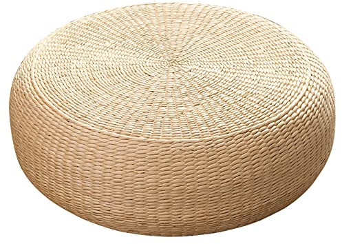 MNIHSFRTY 20cm Height Straw Stool Pouf Seat Meditation Ottoman, Weave Rustic Floor Cushion Japanese Style Round Tatami, Traditional Rattan mat for Home Decor (Color : 7.87in heigh, Size : 15