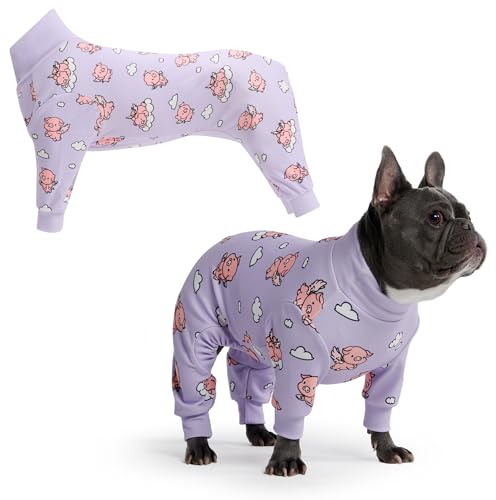 Spark Paws Hundepyjama, ultraweich und 4-Wege-Stretch, Erholungsanzug nach Operation, Schlafanzug Onesie für Kleine, Mittlere und Große Hunde, When Pigs Fly, XL