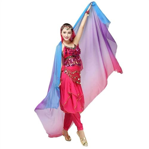 MKLHAVB Velo de Seda para Danza del Vientre Novedad gradiente Velo Chal Cara Chal Bufanda Moda Mujer Danza Vientre Disfraz Seda Danza del Vientre Seda Velo de Danza del Vientre(Color-04)