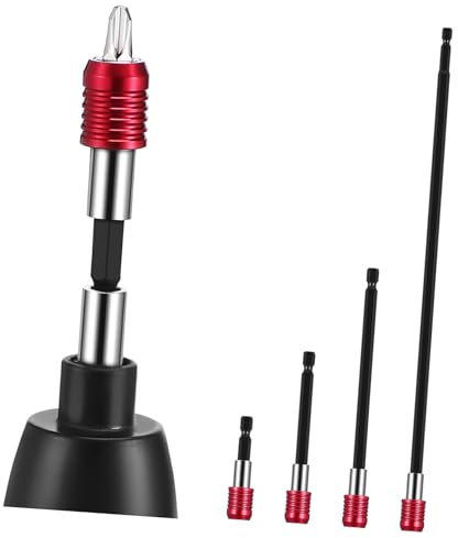 DOITOOL Drill Bit Extension Kit 4 Pcs Impact Driver Extension Rods 1/4 Shank Adapter 6cm to 30cm Black Alloy for Mechanical Work