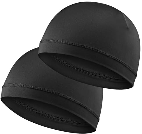 Lot de 2 bonnets ondulés soyeux pour homme - Noir - Bandeau élastique - Respirant - Pour le sommeil - Accessoire de bain