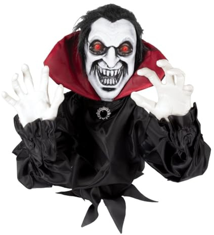 P'tit Clown - 24093 - Springender Halloween-Vampir Automat – Animierte Deko mit Sound & Licht – Batteriebetrieben (3xAAA Nicht enthalten) – 40 cm