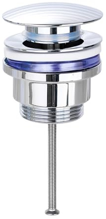 TODOT Bonde de Lavabo Pop-up, Bonde Lavabo Salle de Bain Chromé, Vidage Clapet Push Open Pour Lavabo, Chromé G 1 ¼ (Chromé avec/sans Trop-plein L)
