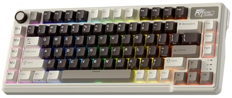 RK ROYAL KLUDGE L75 Mechanische Tastatur mit Dichtungsmontage, Knopf/Makrotasten und Berührbarem Namensschild, Tri-Mode BT/2,4G/USB-C 75% TKL-Funktastatur, Hot-Swap-fähig, 8000-mAh-Akku, Pro-Software