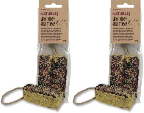 Rosewood Naturals Very Berry Mini Sticks 2pc for Small Animals,Packaging may vary (Pack of 2)