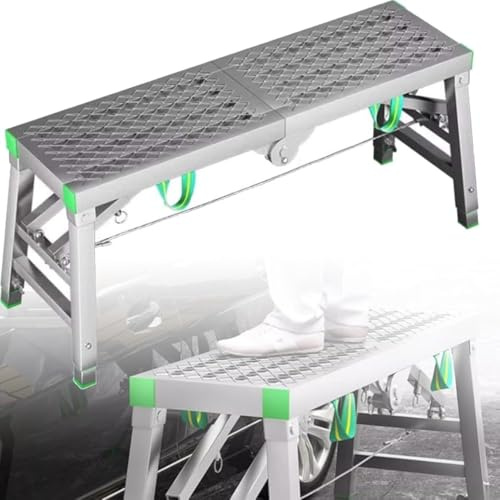 Escalera de andamio de Acero Plegable y Ajustable, Plataforma de Trabajo, Escalera de Torre, Plataforma de Trabajo portátil para proyectos de construcción y Bricolaje (140 cm/4,5 p