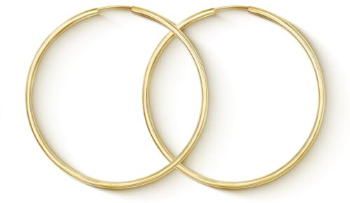 Creolen 585 Gold 50mm Damen - Ohrringe Gelbgold Breit 2mm und 333 375 750
