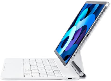 Synchro Bands Magic Keyboard for iPad 10th Generation 2022 / iPad(A16) 11th Gen 2025 Hülle mit Tastatur, Magnetischer Ständer, integriertes Trackpad, QWERTZ, Deutsch (Weiß)