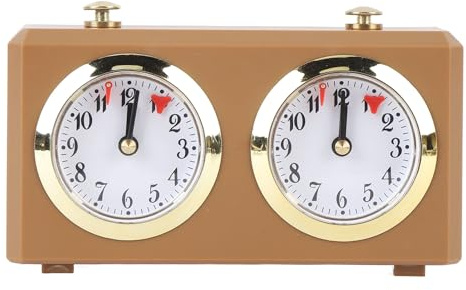 Pilipane Schachuhr Analog, Professioneller Analog Chess Clock, Uhrwerk Angetriebener, Großes Zifferblatt und Klare Markierungen, ABS Material, für Turnier Brettspiel, Schach (Bräunen)