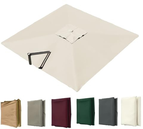 VLKLPZAHAK Auvent De Remplacement pour Parasol Déporté Carré De 3 M, Toile De Rechange pour Parasol De Jardin Extérieur, Housse De Rechange 8 Baleines Protection UV(Beige,3x3m (9.8x9.8ft))