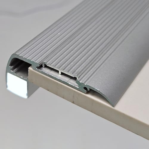 Nez de Marche Protections De Bord De Marche D'escalier En Métal, Profilé En Aluminium À LED Pour Marches De Théâtre, Porche, Terrasse, Montage En Surface, Capuchons De Seuil D'escalier(15 pack,L 80 cm