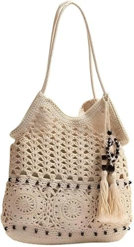 MASINIES Strohtasche, Strandtasche für Damen, handgefertigt, gewebt, modisch, geflochten, Umhängetasche, Strandhandtaschen