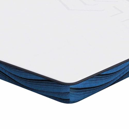 vidaXL Protezione per Materasso 120 x 200 cm Bianco e Blu, in Poliestere Spandex con Tessuto Jacquard, Tecnologia Gel rinfrescante, Imbottitura in Schiuma di Memoria, per Uso Interno, Finitura Opaca