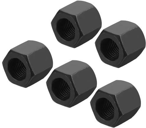 sourcing map Dadi esagonali M12 x 1,25 in acciaio al carbonio, 5 pezzi da 18 mm di lunghezza, completamente filettati, per tubi, colore nero