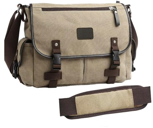 Taoqiao [Upgraded] Vintage Canvas Messenger Bag Large Book Laptop Shoulder Bag Women Men New 13 15.6 17 inches