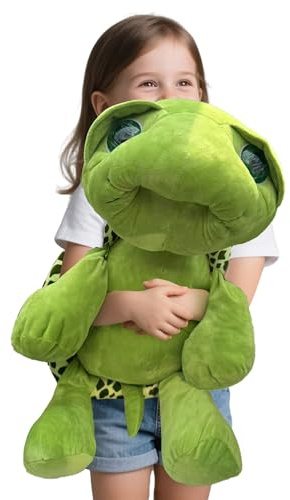 AURWEL 60cm XXL Plüschtier Schildkröte Kuscheltier | Super Weich mit Premium-PP-Füllung |Schildkröten-Spielzeug & Stofftiere-Deko für Wohnzimmer und Entspannung Familie