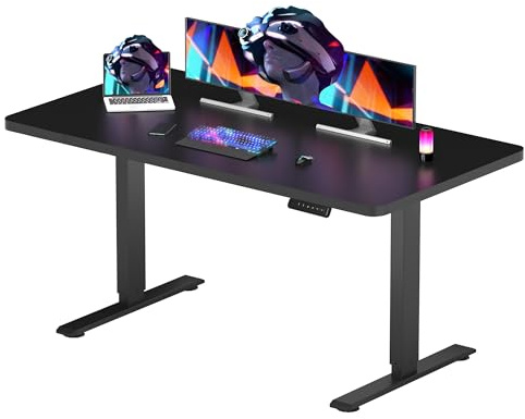 FLEXISPOT E1 ONE PIECE Electric Standing Desk Height Adjustable Sit Stand Desk with Memory Smart Panel(120 * 60cm, Black)