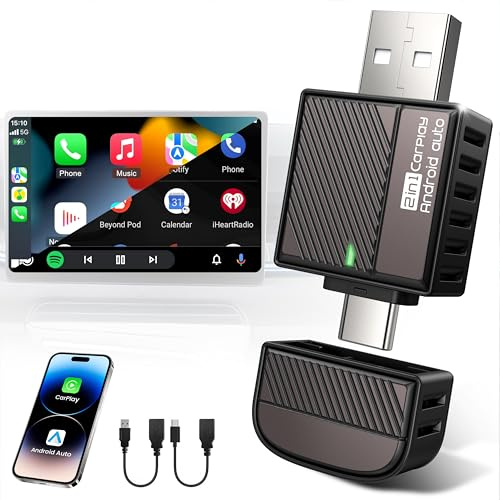 Wireless Android Auto & CarPlay Adapter 2-in-1, 2026 Upgraded UK Apple Car Play Dongle [Mini, Latency-Free, Auto Connect] Convert Wired to Wireless via USB-A/Type-C, Plug & Play, Fit for 2016+ Cars