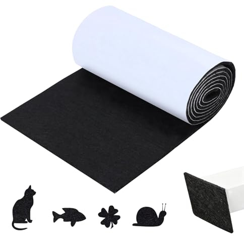 Filz Selbstklebend Meterware, Filzmatte Selbstklebend 1mm Klebefilz 230x40cm Nadelfilz Selbstklebender Filz für Stühle Cup Mat Camper Dachhimmel Stoff Wandverkleidung DIY Schwarz