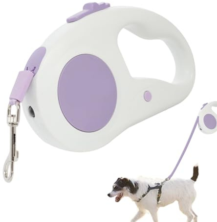 Duroecsain Einziehbare Hundeleine, Teleskop-Traktorband für Haustiere, 5 m, mit LED-Licht, Leine für Haustiere, für Spaziergänge, Training, Reisen, Strand, Wandern