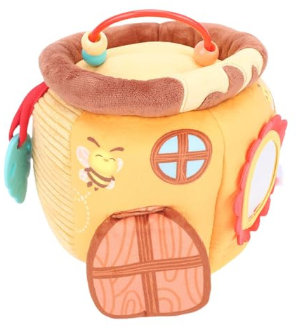 RASTKY Jouet en Peluche Doux en Forme de Pot de Miel pour bébé, Animal en Peluche Interactif pour Nourrissons, Design Réaliste Favorisant la motricité Fine, Idéal pour Le Jeu Parent-Enfant,