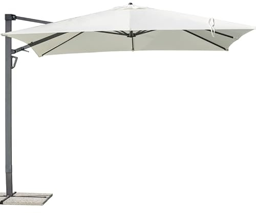 Gruppo Maruccia - Ombrellone da Giardino 3x2 Metri- Palo Laterale in Alluminio Antracite - Telo Anti Raggi UV, Idrorepellente - Ecrù