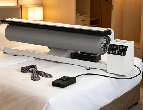 Roterande ångrullstrykjärn, ångpressmaskin med LED-pekskärm och fotpedal, kontinuerlig ångutgång, för lakan, örngott, dukar och de flesta platta tyger