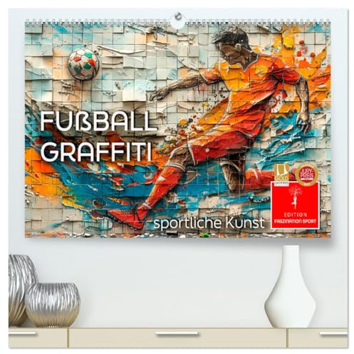 Fußball Graffiti - sportliche Kunst (hochwertiger Premium Wandkalender 2026 DIN A2 quer), Kunstdruck in Hochglanz: Leidenschaft für Sport und Kunst. (CALVENDO Sport)