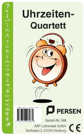 Uhrzeiten-Quartett: (1. und 2. Klasse): Kartenspiel für die 1. und 2. Klasse