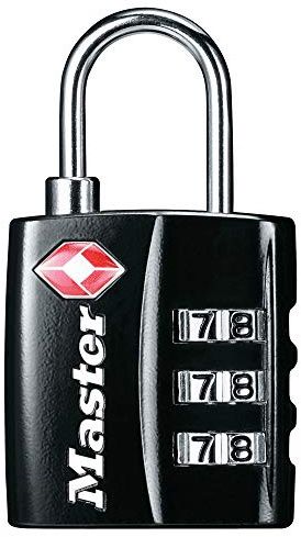 Master Lock Black TSA-Approved Luggage Lock with Wide Lock Body and Thin, Durable Steel Shackle, Zipper Lock for Backpacks, Luggage, 4680DBLK