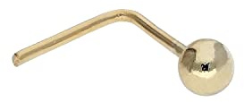 Piercing per il naso a L in oro giallo 9kt a pallina di 2mm