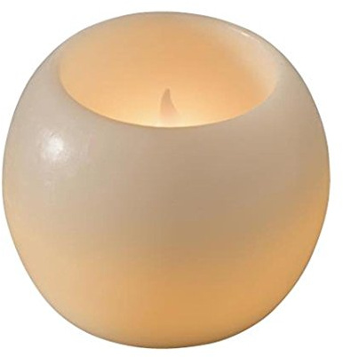 Konstsmide LED Echtwachskugelkerze, weiß, mit an/aus Schalter und 4h und 8h Timer, warm weiß flackernde Dioden, batteriebetrieben, Innen, 2 x C 1, 5V (exkl.) - 1964-100