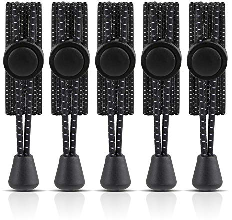 GWHOLE 5 Paar Elastische Schnürsenkel mit Schnellschnürsystem ohne zu binden, schwarz