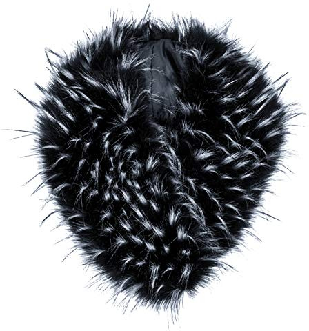 Futrzane Classic Kragen - Fake Fur Pelzkragen Damen - Kunstfell Kunstpelz Stola (Schwarz mit Weiß Classic)