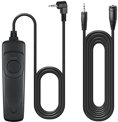 AFUNTA 3.3ft Shutter Release Remote Control with 11.4ft Extension Cable 2.5mm, RS-60E3 Wired Remote Control Switch Cord Replacement for Canon 70D 100D 1200D Pentax Samsung Digital Camera DSLR