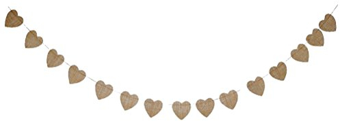 Guirlande de fanions de Mariage 4 - en Lin - pour Mariage, Saint-Valentin, fête, intérieur en Plein air - Décoration DIY