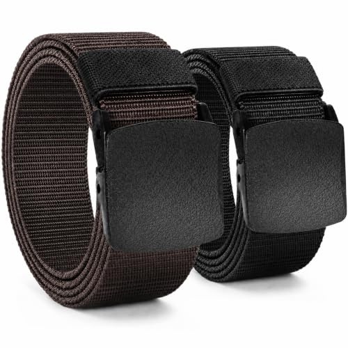 Chalier Herren Arbeitsgürtel Gürtel 2er Pack Länge 130cm | Ohne Löcher Nylon Canvas Stufenlos Verstellbarer Stoffgürtel Geeignet für jeden Anlass Geschenke für Männer