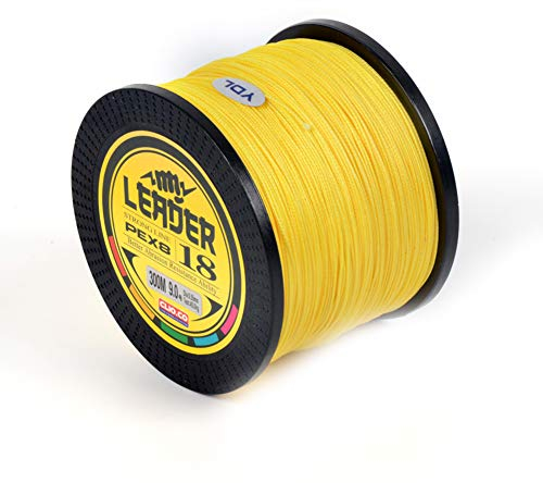 SXSHUN 8-Fach Geflochtene Premium PE Angelschnur 500m, Gelb, 0.6 (0.12mm/6.8kg)