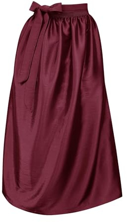 Trachten Mayr Grembiule per Dirndl Tradizionale in Taffetà a Tinta Unita Colore Verde Rosa Rosso Blu Nero Rosso Dimensione XL Donna