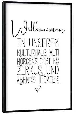artboxONE Poster mit schwarzem Rahmen 30x20 cm Typografie Kulturhaushalt - Bild Typografie eingangsbereich Familie