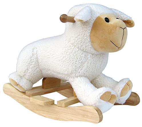Wagner 9510 - Schaukeltier Schaf aus Holz und Plüsch für Kinder und Babys Schaukelpferd Schaukel-Schäfchen Lamm