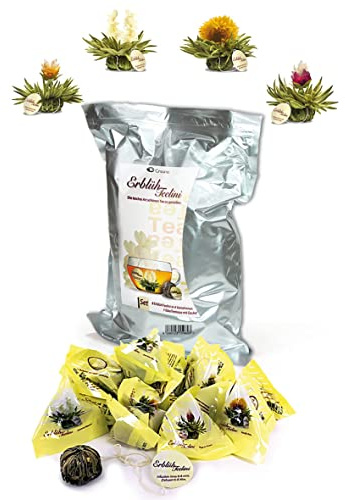 Creano Paquet en vrac 36 pcs – Fleurs de Thé Blanc en Portion de Tasse – Mix 4 Saveurs Délicates – Idéal pour Cafés, Gastronomie & Gourmets