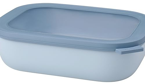 Mepal Cirqula Rektangulär Multiskål, Matförvaringslåda Med Lock, Lufttät Förvaringslåda För Kyl Och Frys, Mikrovågssäker Serveringsskål, 2 000 Ml, Ljusblå, Nordic Blue