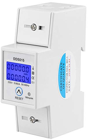 VBESTLIFE Compteur d'énergie monophasé, DDS015 5-80A 230V 50Hz Compteur d'énergie monophasé LCD numérique wattmètre sur Rail DIN 35mm